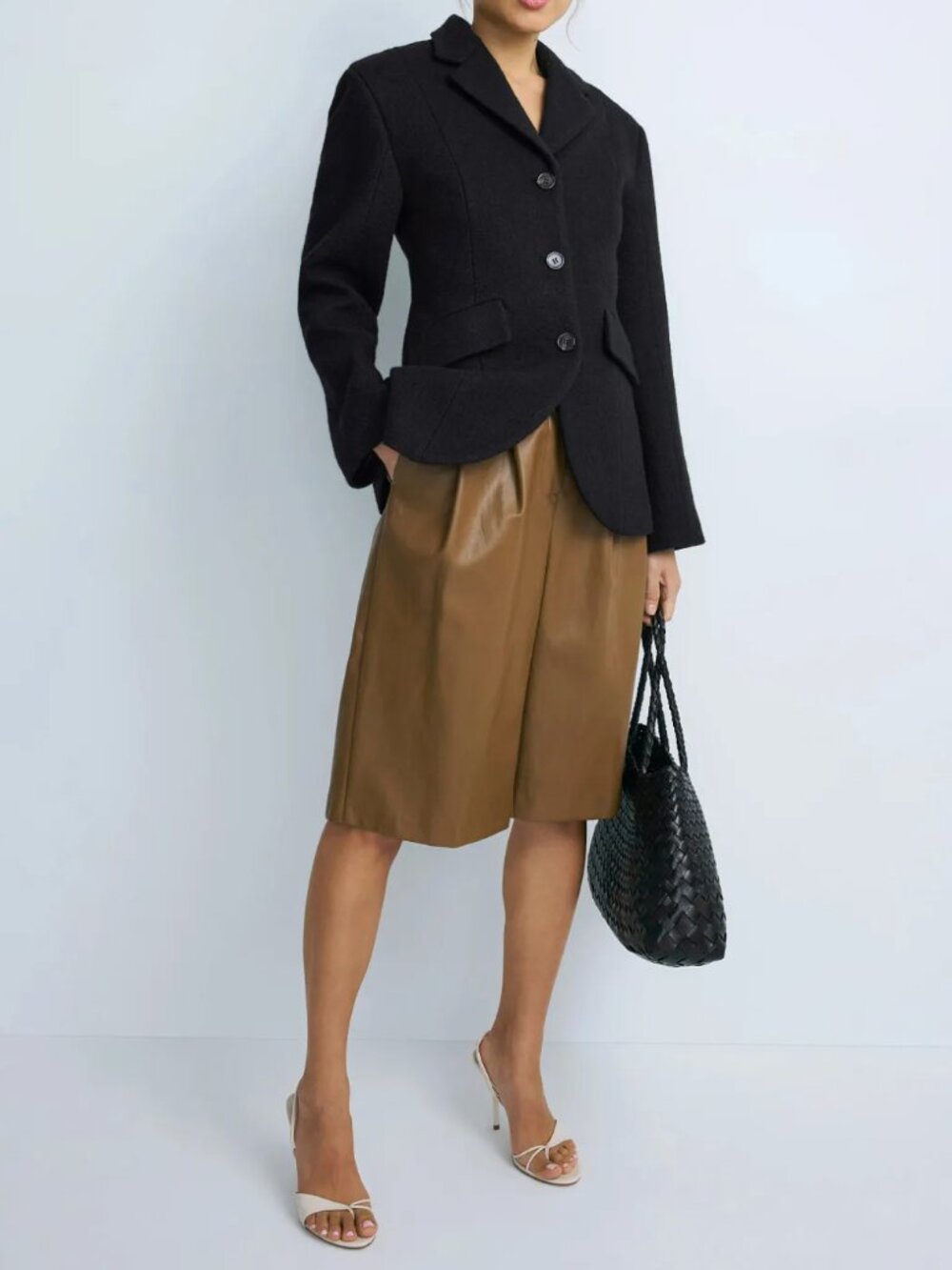 Modern Citizen Marina Wool-Blend Sculpted Blazer Black Size XS